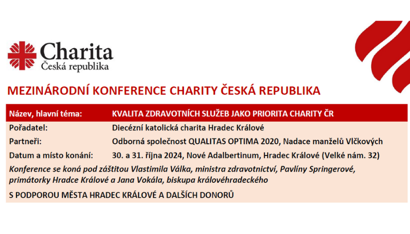 Charita pořádá mezinárodní konferenci o kvalitě zdravotních služeb